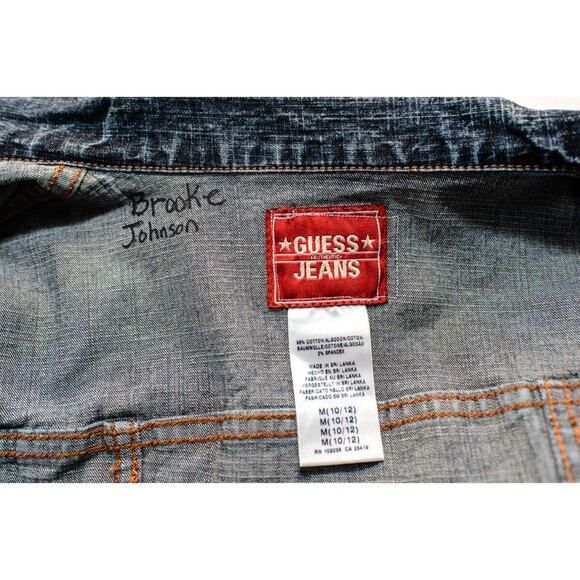 Guess Jeans Guess? Girls M 10/12 Denim Jacket hand decorated bling - Picture 3 of 6
